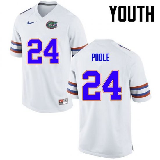 Youth Florida Gators #24 Brian Poole NCAA Nike White Authentic Stitched College Football Jersey ZZO6262PB